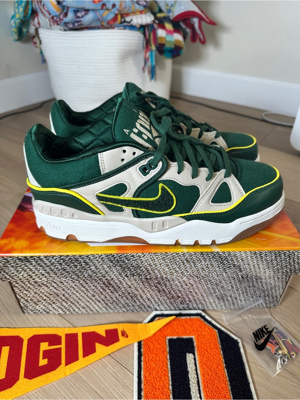 Nike Air Force 3 x Nigo College Pack Forrest Green Men’s Size 10.5 - Picture 3 of 8